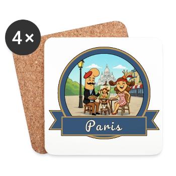 Kek & Ina in Paris - Coasters (set of 4) - white - Front