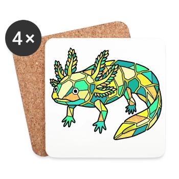 Geometric Axolotl Mosaic - Coasters (set of 4) - white - Front