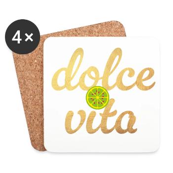Dolce Vita Limette Gold Zitrone Italien Deko Quote - Untersetzer (4er-Set) - Weiß - Vorne
