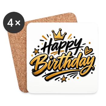 Happy Birthday - Coasters (set of 4) - white - Front
