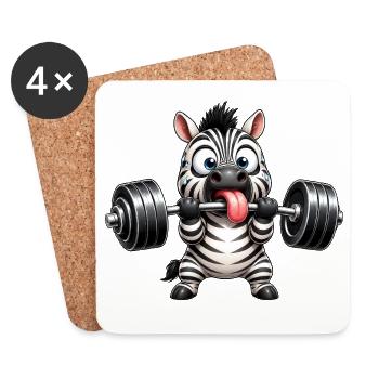 Zebra mit Hantel Comic Bodybuilding Cartoon - Untersetzer (4er-Set) - Weiß - Vorne