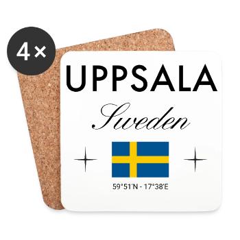Uppsala Sweden Coordinates Travel Souvenir - Coasters (set of 4) - white - Front