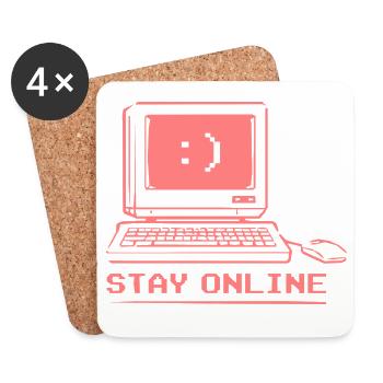 Stay Online Retro Computer - Coasters (set of 4) - white - Front