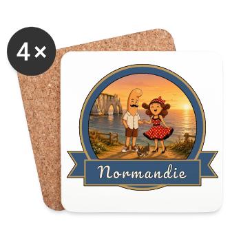 Kek & Ina en Normandie - Souvenir de France - Dessous de verre (lot de 4) - blanc - Devant