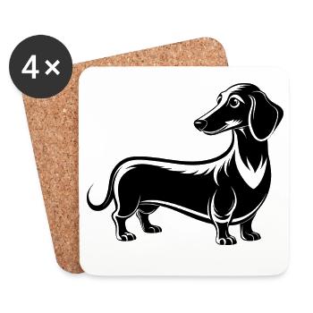 Extra Long Daschund - Coasters (set of 4) - white - Front