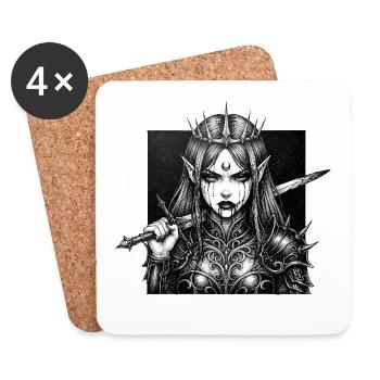 Moon Queen Elven Warrior - Coasters (set of 4) - white - Front