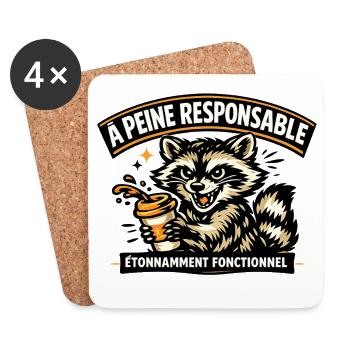 Raton Laveur Café Fonctionnel - Dessous de verre (lot de 4) - blanc - Devant