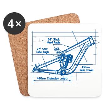 MTB Blueprint: Full-Suspension Frame Tech - Coasters (set of 4) - white - Front
