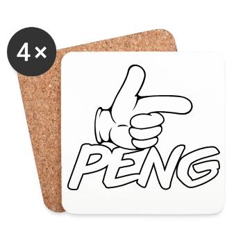 Dessin animé au doigt index de PENG - Dessous de verre (lot de 4) - blanc - Devant