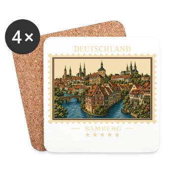 Deutschland Bamberg Vintage Reisemarke - Untersetzer (4er-Set) - Weiß - Vorne