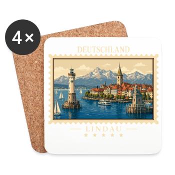 Deutschland Lindau Vintage Reisemarke - Untersetzer (4er-Set) - Weiß - Vorne