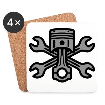Logo de clé à vis à piston - Dessous de verre (lot de 4) - blanc - Devant