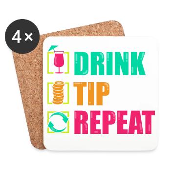 waiter bartender bartender bartender barchef - Coasters (set of 4) - white - Front
