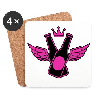 Bierflaschen Fluegel Logo - Untersetzer (4er-Set) - Weiß - Vorne