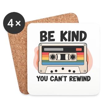 Sei FREUNDLICH, du kannst Vintage-Retro-Kassette nicht zurückspulen - Untersetzer (4er-Set) - Weiß - Vorne