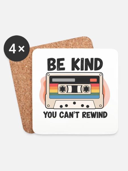 Sei FREUNDLICH, du kannst Vintage-Retro-Kassette nicht zurückspulen - Untersetzer (4er-Set) - Weiß