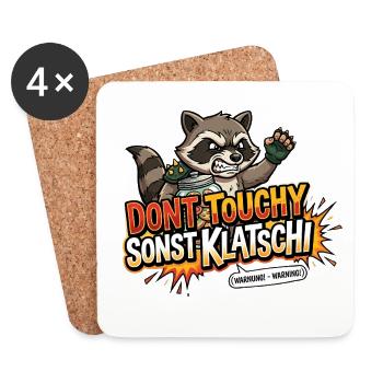 Waschbär Spruch Nicht anfassen - Untersetzer (4er-Set) - Weiß - Vorne