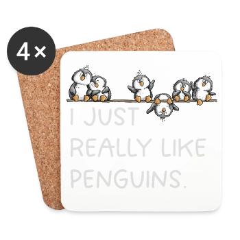 Pinguine Spruch Penguin Lover Tierhumor Cartoon - Untersetzer (4er-Set) - Weiß - Vorne