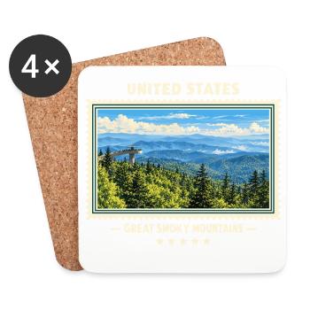 Vereinigte Staaten Great Smoky Mountains Vintage - Untersetzer (4er-Set) - Weiß - Vorne