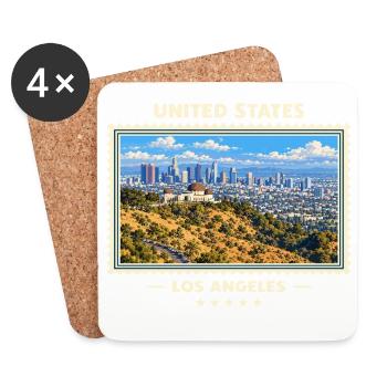 Vereinigte Staaten Los Angeles Vintage Reisemarke - Untersetzer (4er-Set) - Weiß - Vorne