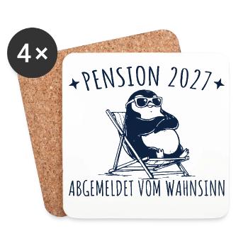 Pension 2027 Abgemeldet vom Wahnsinn - Untersetzer (4er-Set) - Weiß - Vorne