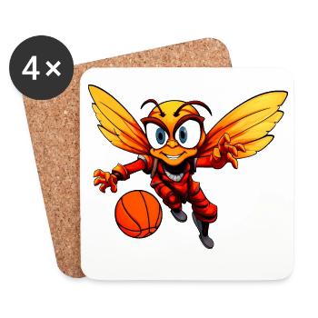 Biene Basketballer - Untersetzer (4er-Set) - Weiß - Vorne