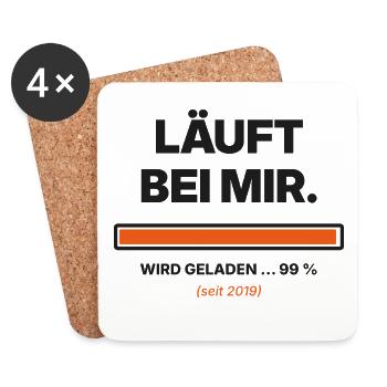 Läuft bei mir – Ladebalken 99 % Spruch für Nerds - Untersetzer (4er-Set) - Weiß - Vorne