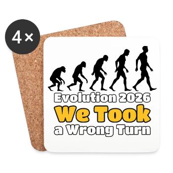 Evolution 2026: We Took a Wrong Turn - Untersetzer (4er-Set) - Weiß - Vorne