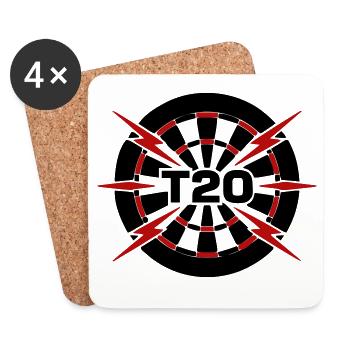 Dartscheibe T20 Logo - Untersetzer (4er-Set) - Weiß - Vorne