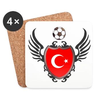 Turquie de football (manteau des bras et ailes) - Dessous de verre (lot de 4) - blanc - Devant