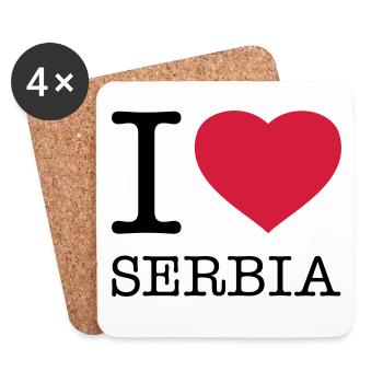 I LOVE SERBIA Serbien - Untersetzer (4er-Set) - Weiß - Vorne
