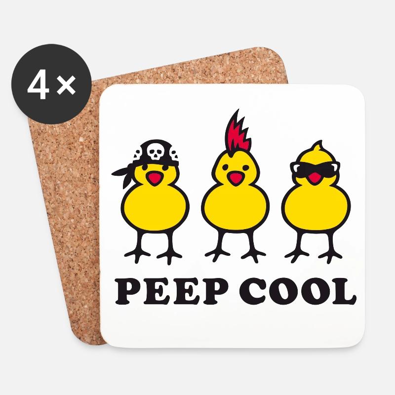 peep cool (b) - Coasters (set of 4) - white