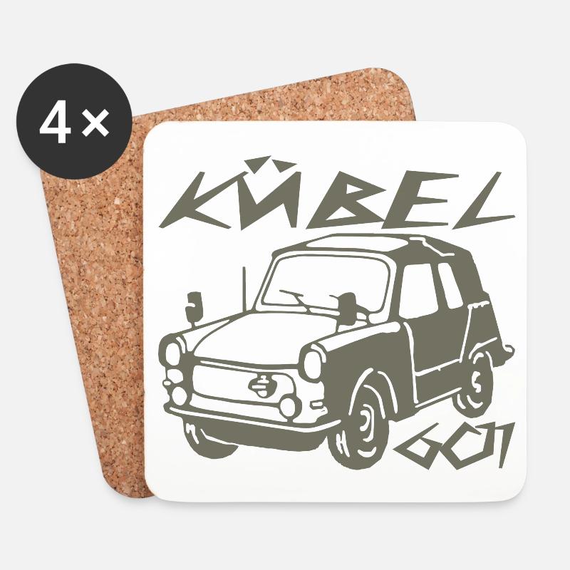Kübel Trabi Stoffhund - Untersetzer (4er-Set) - Weiß