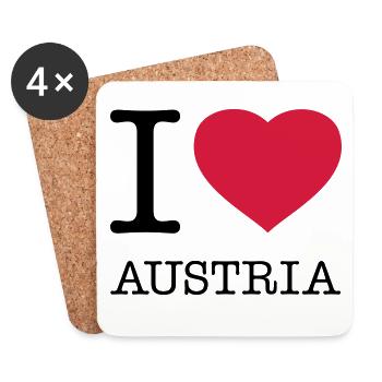 I LOVE AUSTRIA Österreich - Untersetzer (4er-Set) - Weiß - Vorne