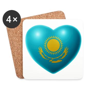 Herz (Kasachstan / Qazaqstan) - Untersetzer (4er-Set) - Weiß - Vorne