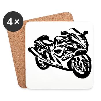 Motorrad , Hayabusa , Rennmaschine ,Kult (25) - Untersetzer (4er-Set) - Weiß - Vorne