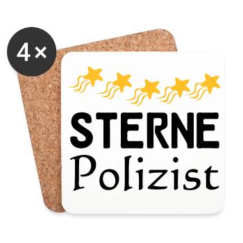 Sterne Polizist Geschenk - Untersetzer (4er-Set) - Weiß - Vorne