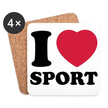 i love sport 2c - Dessous de verre (lot de 4) - blanc - Devant