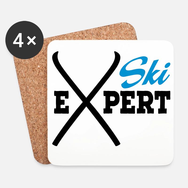 Ski - Untersetzer (4er-Set) - Weiß