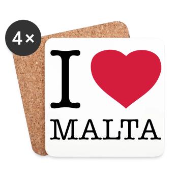 I LOVE MALTA - Untersetzer (4er-Set) - Weiß - Vorne