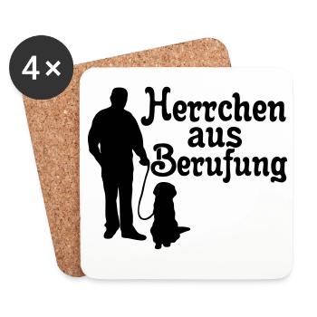 Herrchen aus Berufung, Hund, Tier, Geschenk - Untersetzer (4er-Set) - Weiß - Vorne