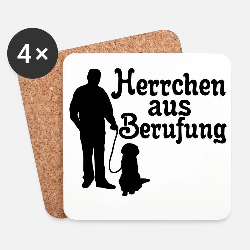 Herrchen aus Berufung, Hund, Tier, Geschenk - Untersetzer (4er-Set) - Weiß
