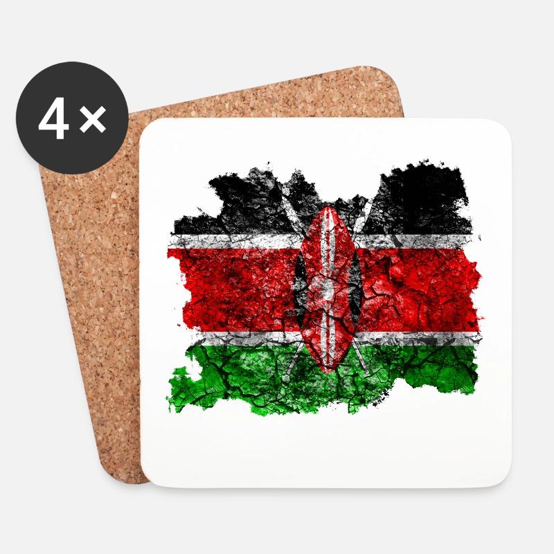 Kenia Vintage Flagge - Untersetzer (4er-Set) - Weiß