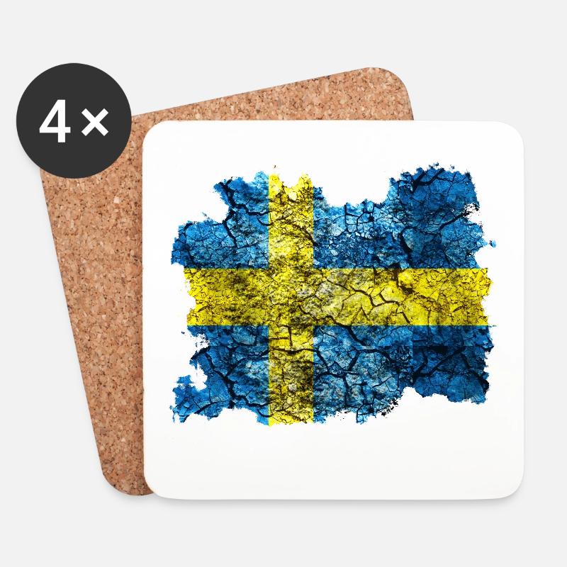 Schweden Vintage Flagge - Untersetzer (4er-Set) - Weiß