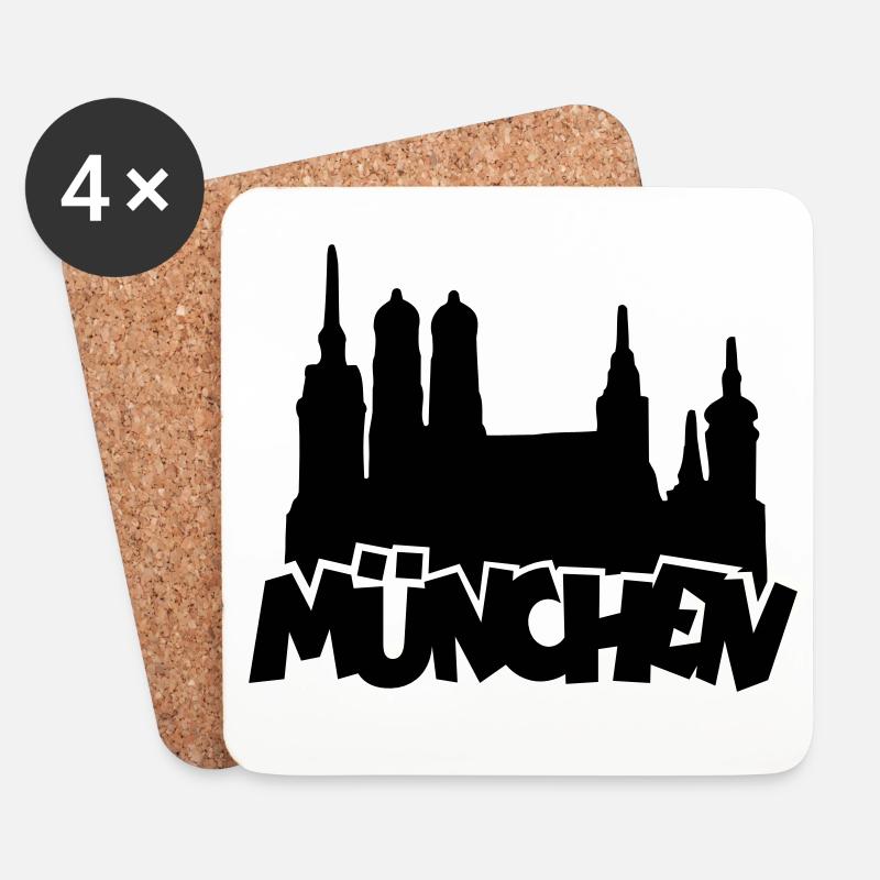 München Skyline - Untersetzer (4er-Set) - Weiß