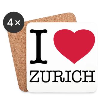 I LOVE ZURICH Zürich - Untersetzer (4er-Set) - Weiß - Vorne