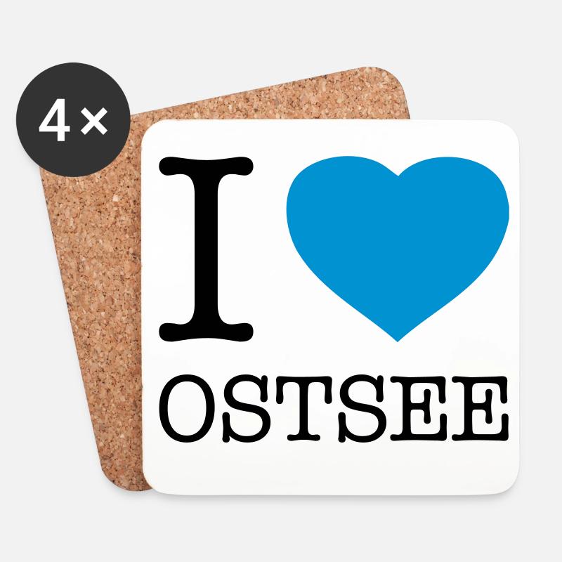 I LOVE OSTSEE - Untersetzer (4er-Set) - Weiß