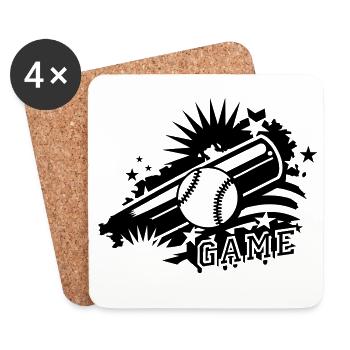 Baseball und Baseballschläger als Graffiti - Untersetzer (4er-Set) - Weiß - Vorne