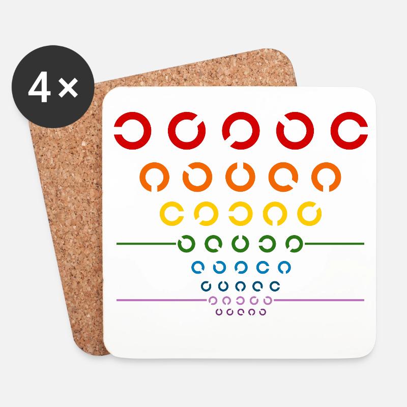 Regenbogen Sehtest - Untersetzer (4er-Set) - Weiß