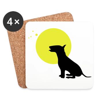 lune de chien de bull-terrier - Dessous de verre (lot de 4) - blanc - Devant